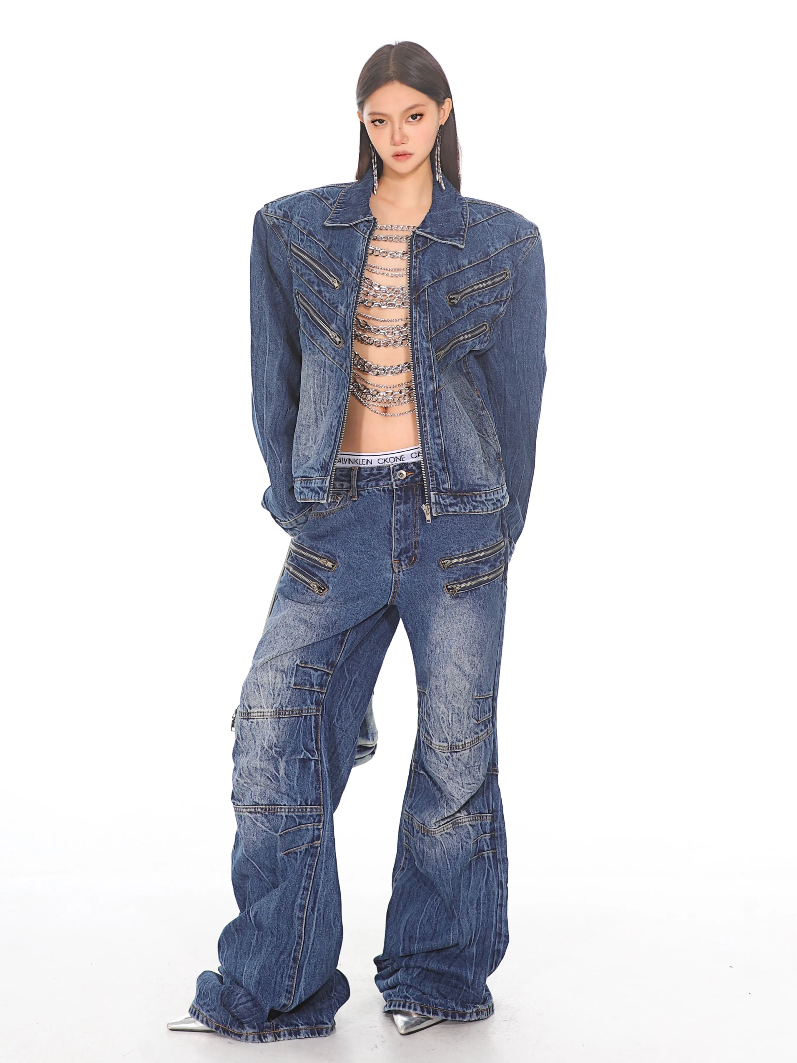 【24s Oct.】Gradient Washed Distressed Denim Jacket
