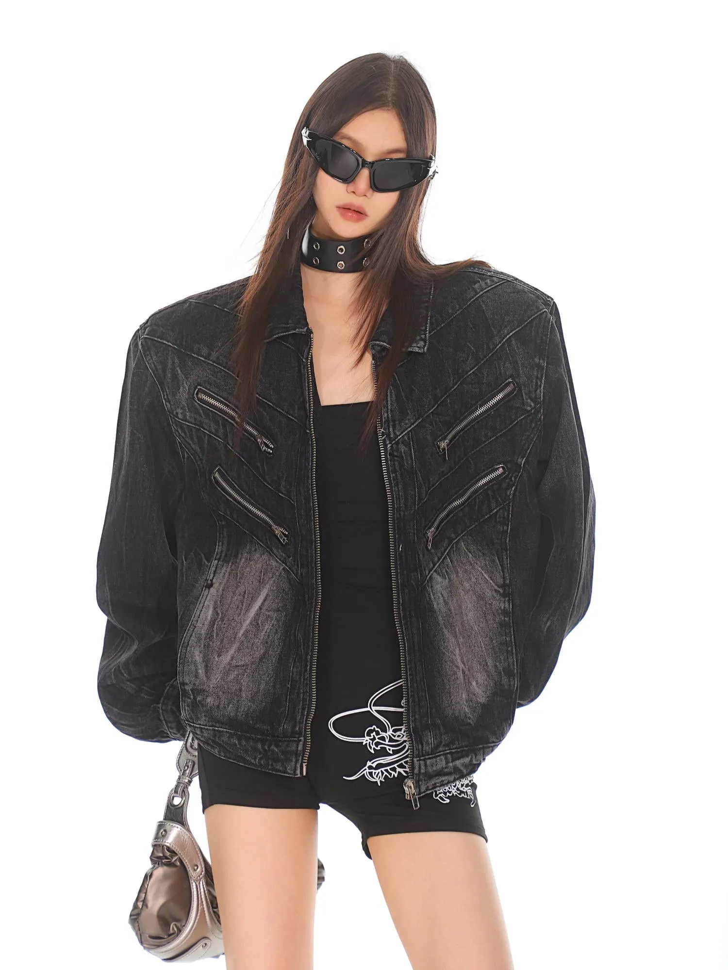 【24s Oct.】Gradient Washed Distressed Denim Jacket