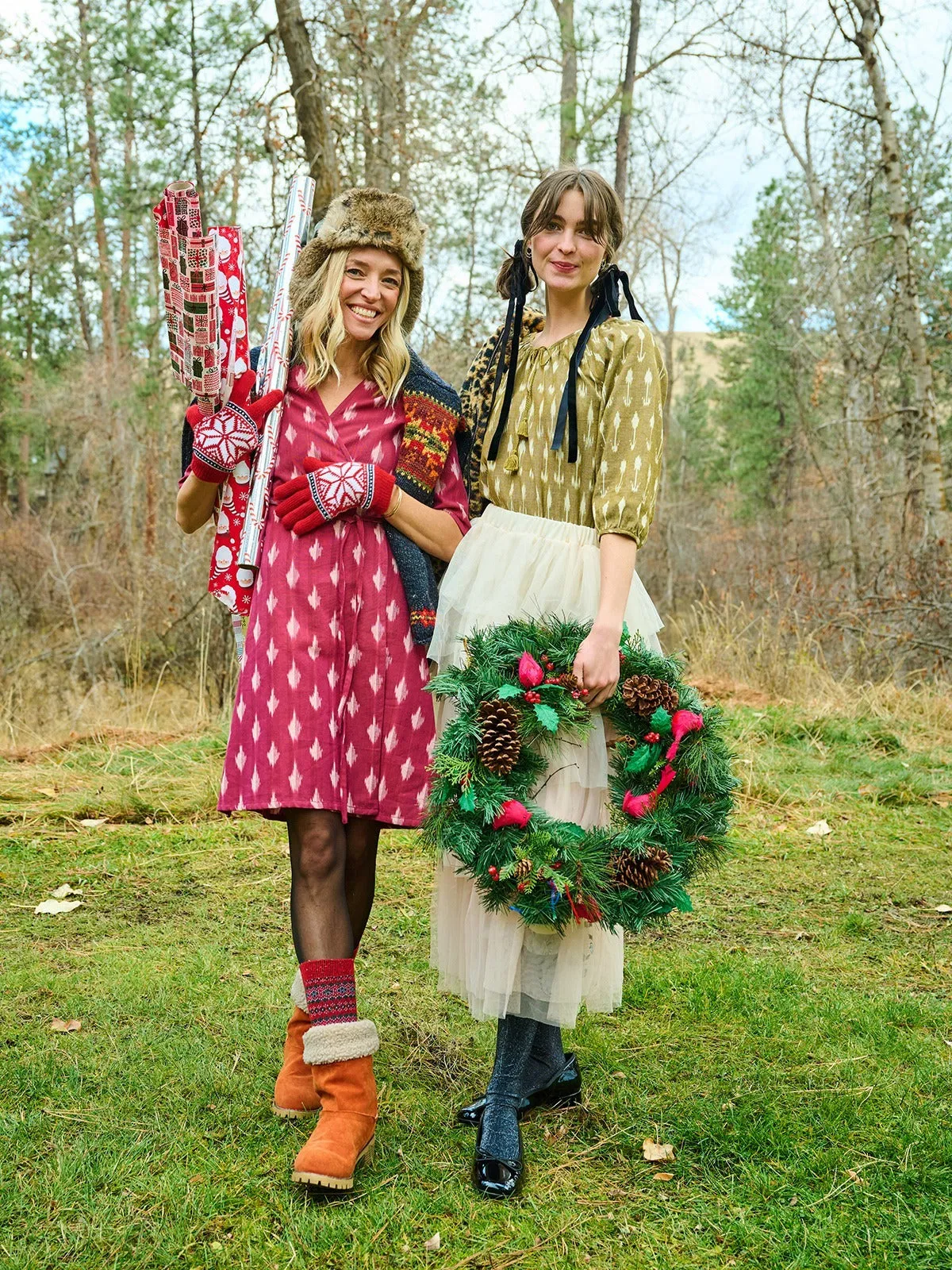 Anaya Wrap Dress - Garnet Ikat