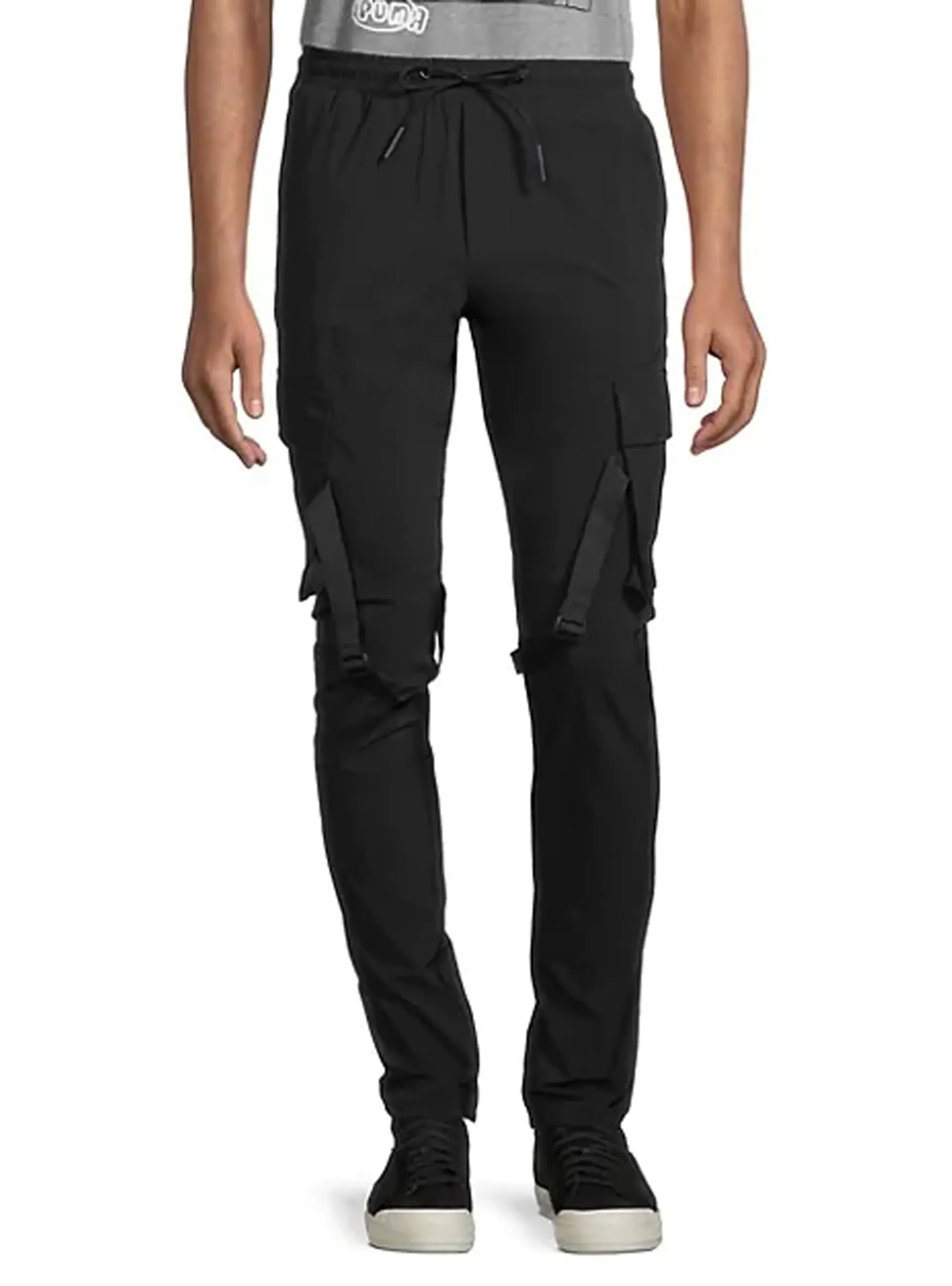 Black Utility Strap Cargo Pants