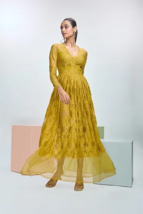 Chantilley Lace Maxi with Organza Detailing