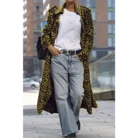 Elegant Leopard Collared Trench Coat for Luxury Fashion Enthusiasts
