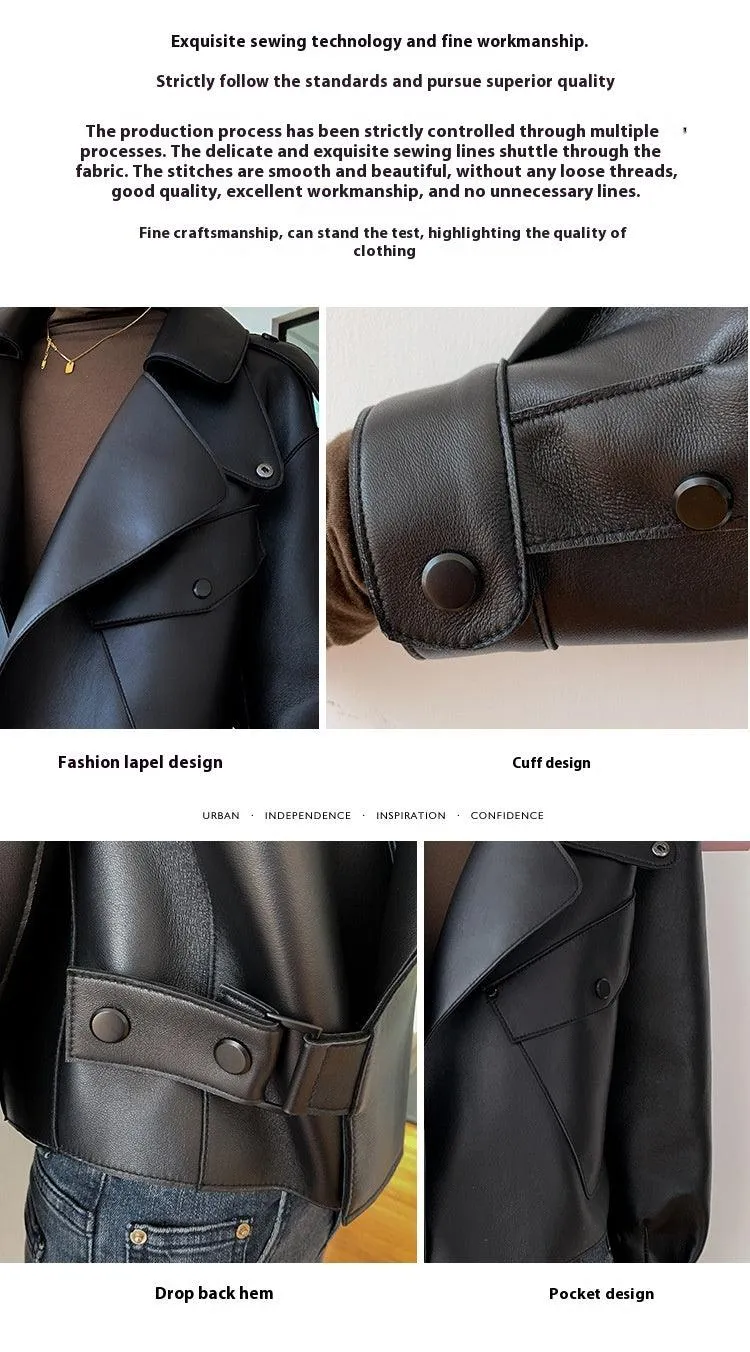 Elegant Women's Genuine Leather Jacket - Sheepskin Short Coat for Stylish Commutes