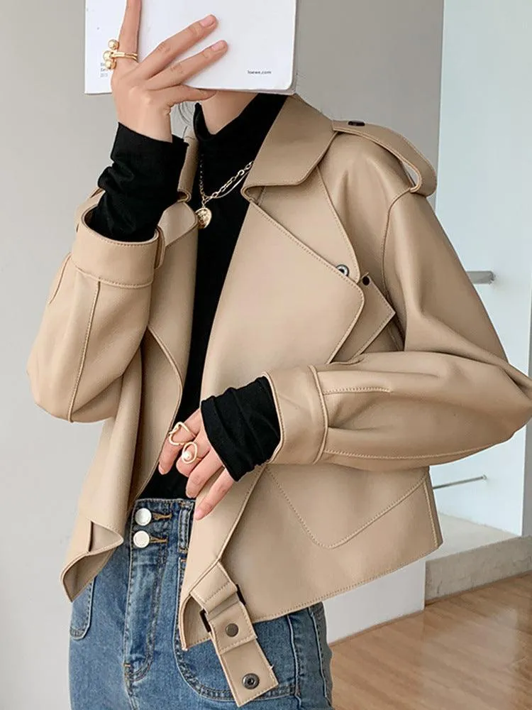 Elegant Women's Genuine Leather Jacket - Sheepskin Short Coat for Stylish Commutes