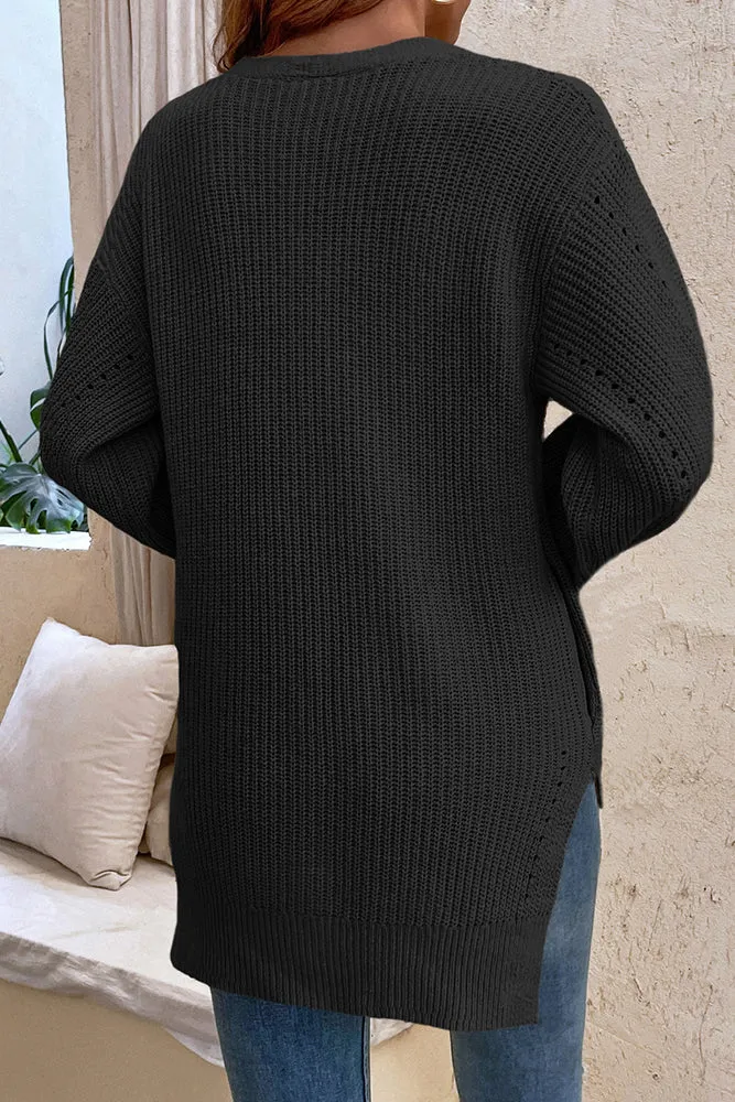 Front Open Button V Neck Knitting Cardigan