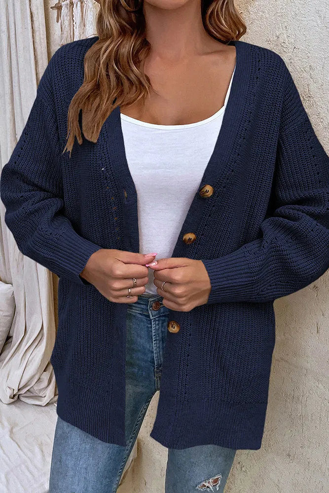 Front Open Button V Neck Knitting Cardigan