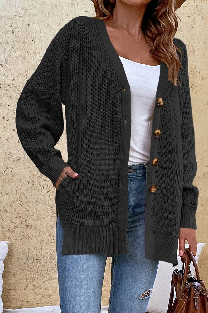 Front Open Button V Neck Knitting Cardigan