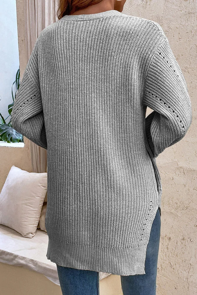 Front Open Button V Neck Knitting Cardigan