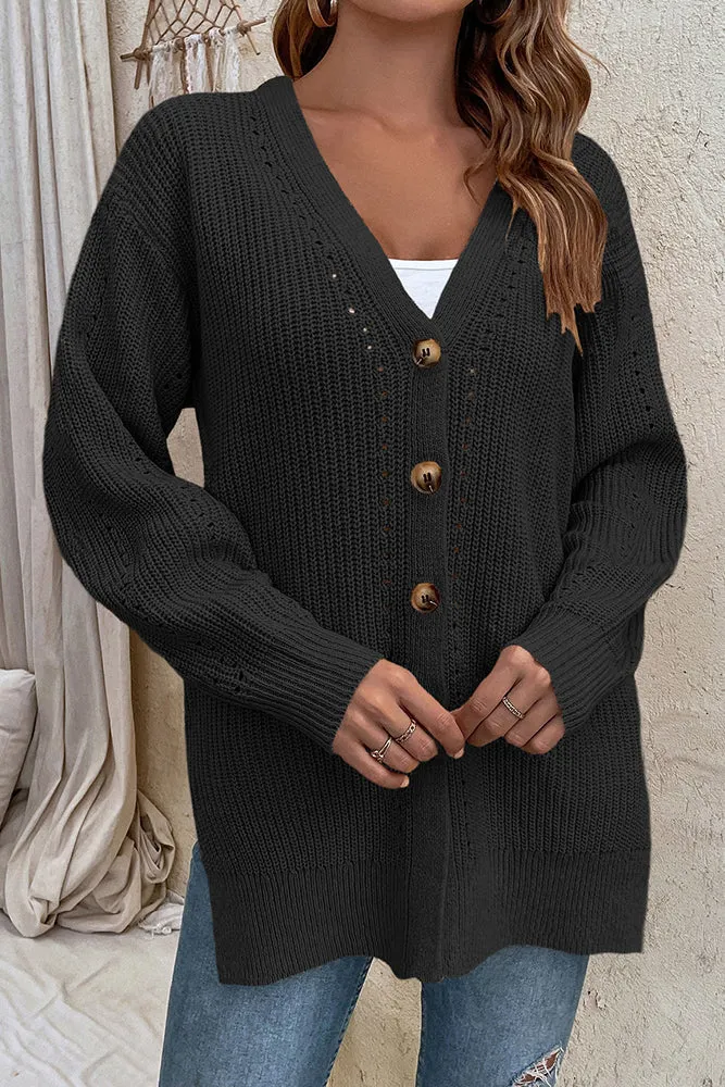 Front Open Button V Neck Knitting Cardigan