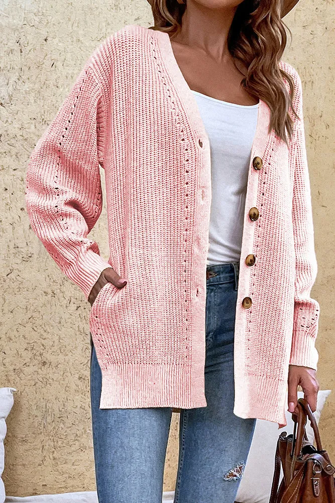 Front Open Button V Neck Knitting Cardigan