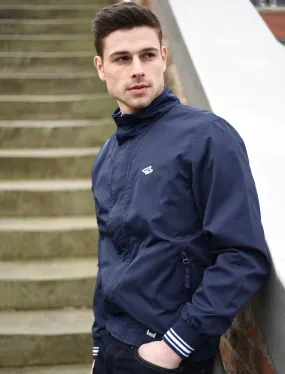 Gadon Zip Through Harrington Jacket in Midnight Blue - Le Shark