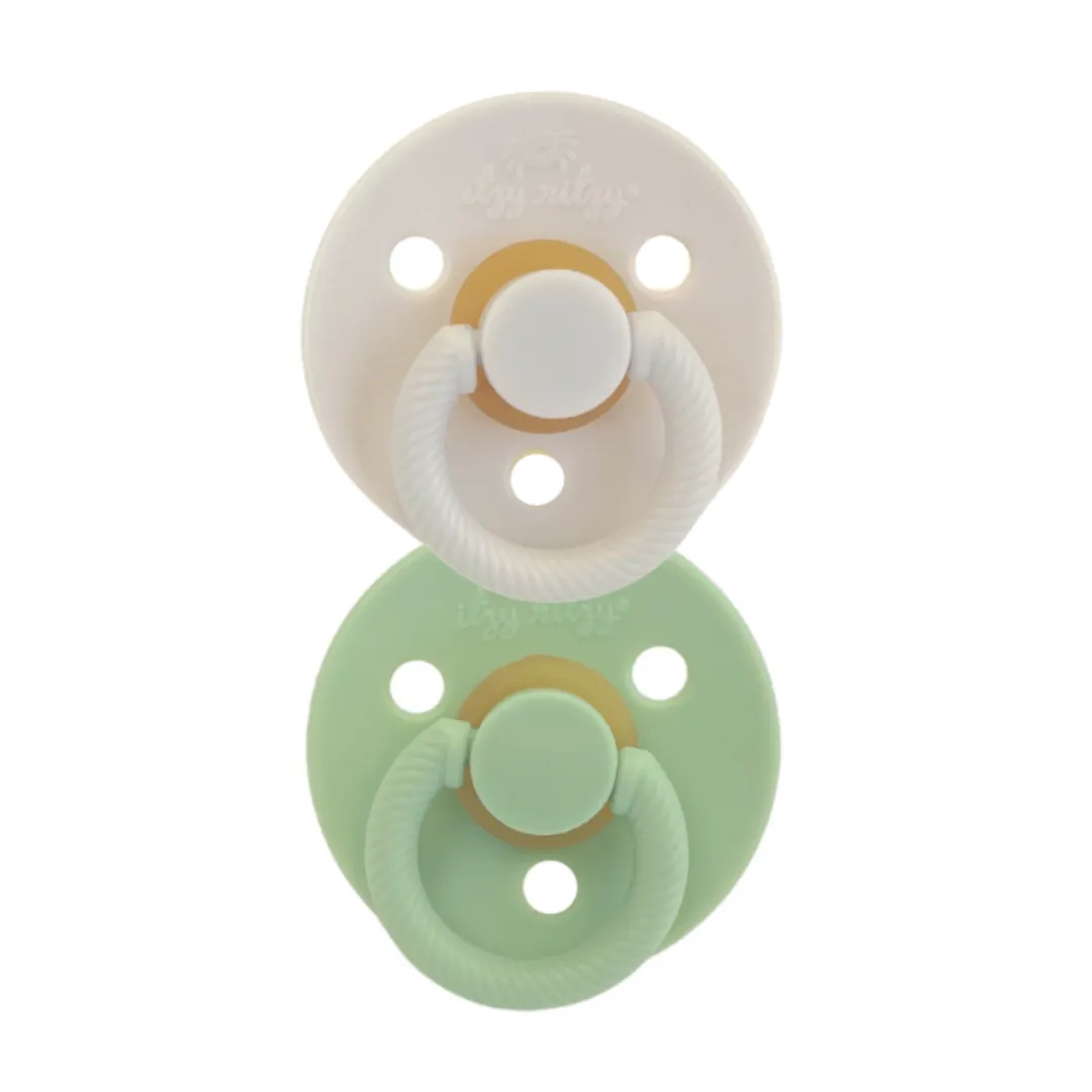 Itzy Soother™ Natural Rubber Pacifier Set - Mint/White