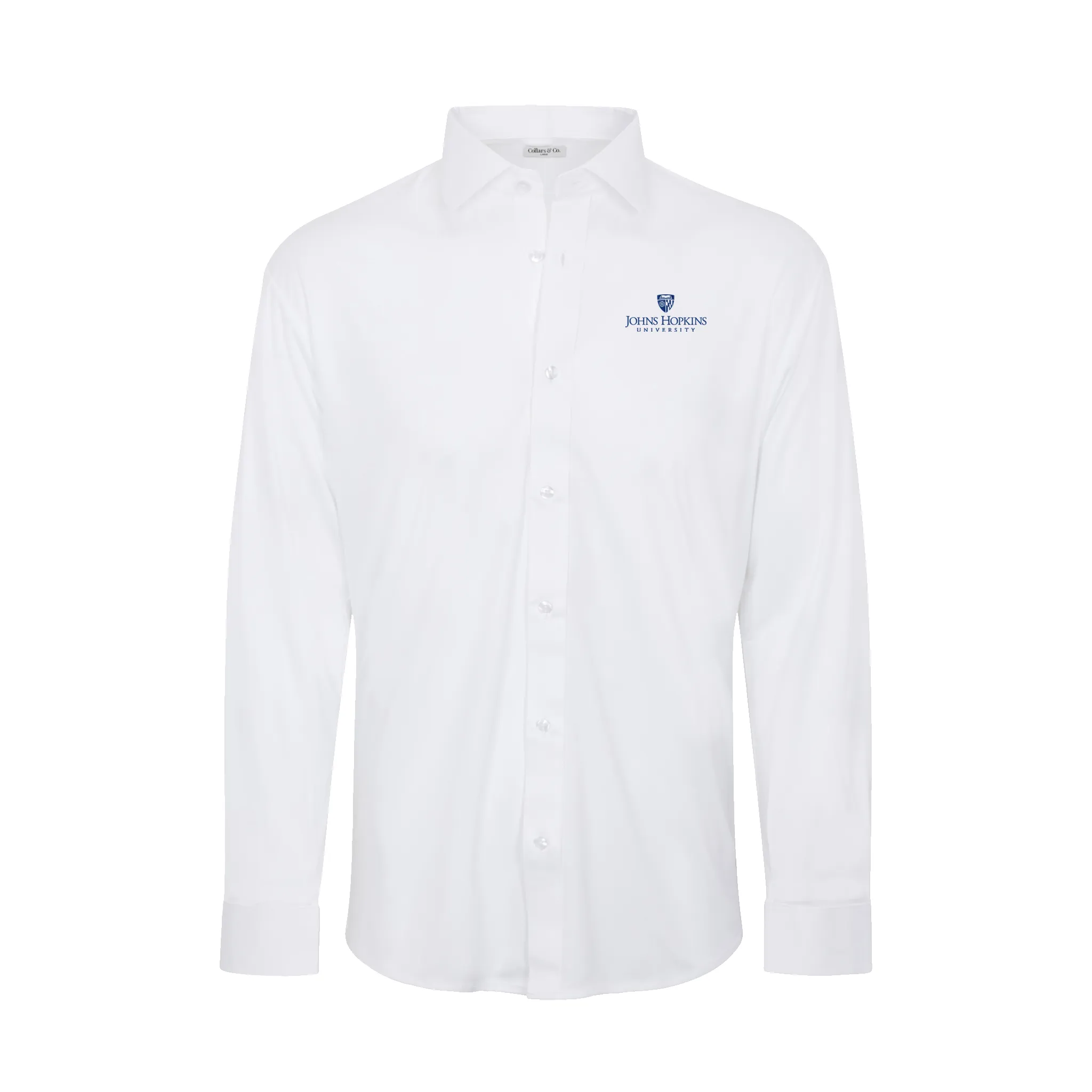 Johns Hopkins Quattro Flex Dress Shirt with Semi-Spread Collar White
