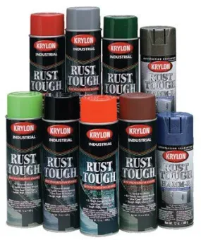 Krylon K00879 Rust Tough Aerosol Enamels, 15 oz Aerosol Can, Dark Machinery Gray, Gloss (6 Cans)