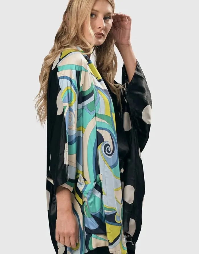 Lagoon Dot Open Kimono Jacket, Multi