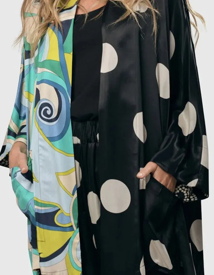 Lagoon Dot Open Kimono Jacket, Multi