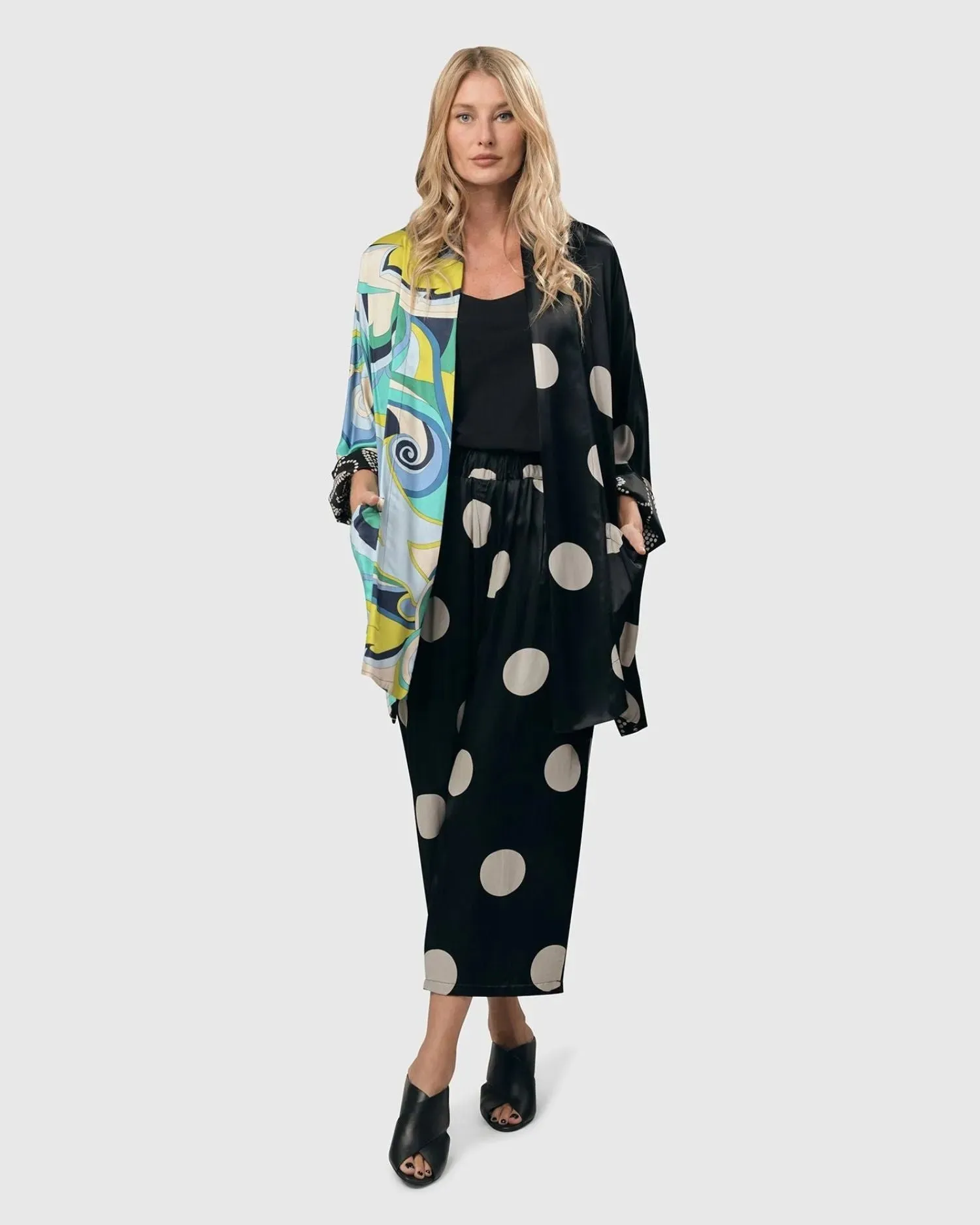 Lagoon Dot Open Kimono Jacket, Multi