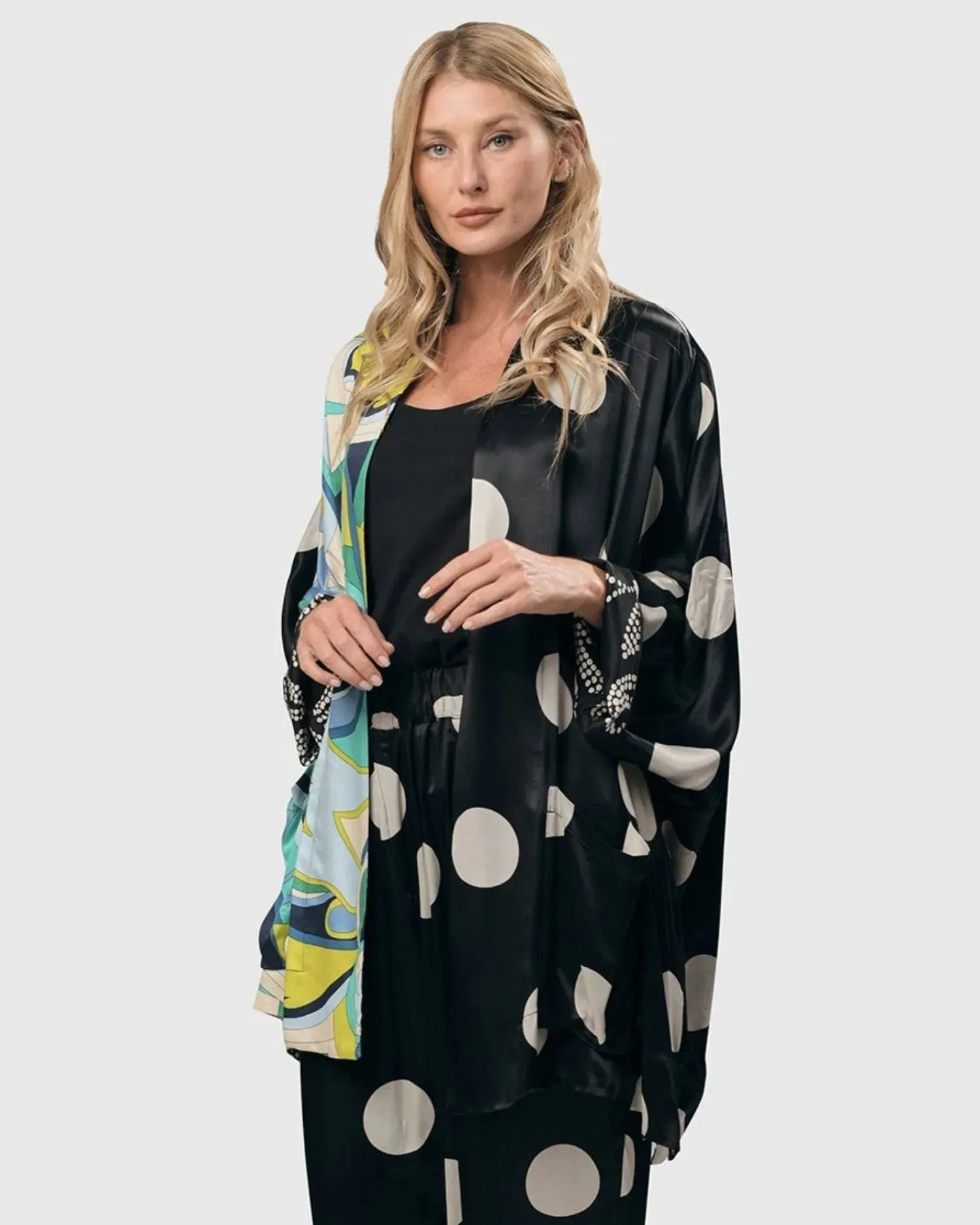 Lagoon Dot Open Kimono Jacket, Multi
