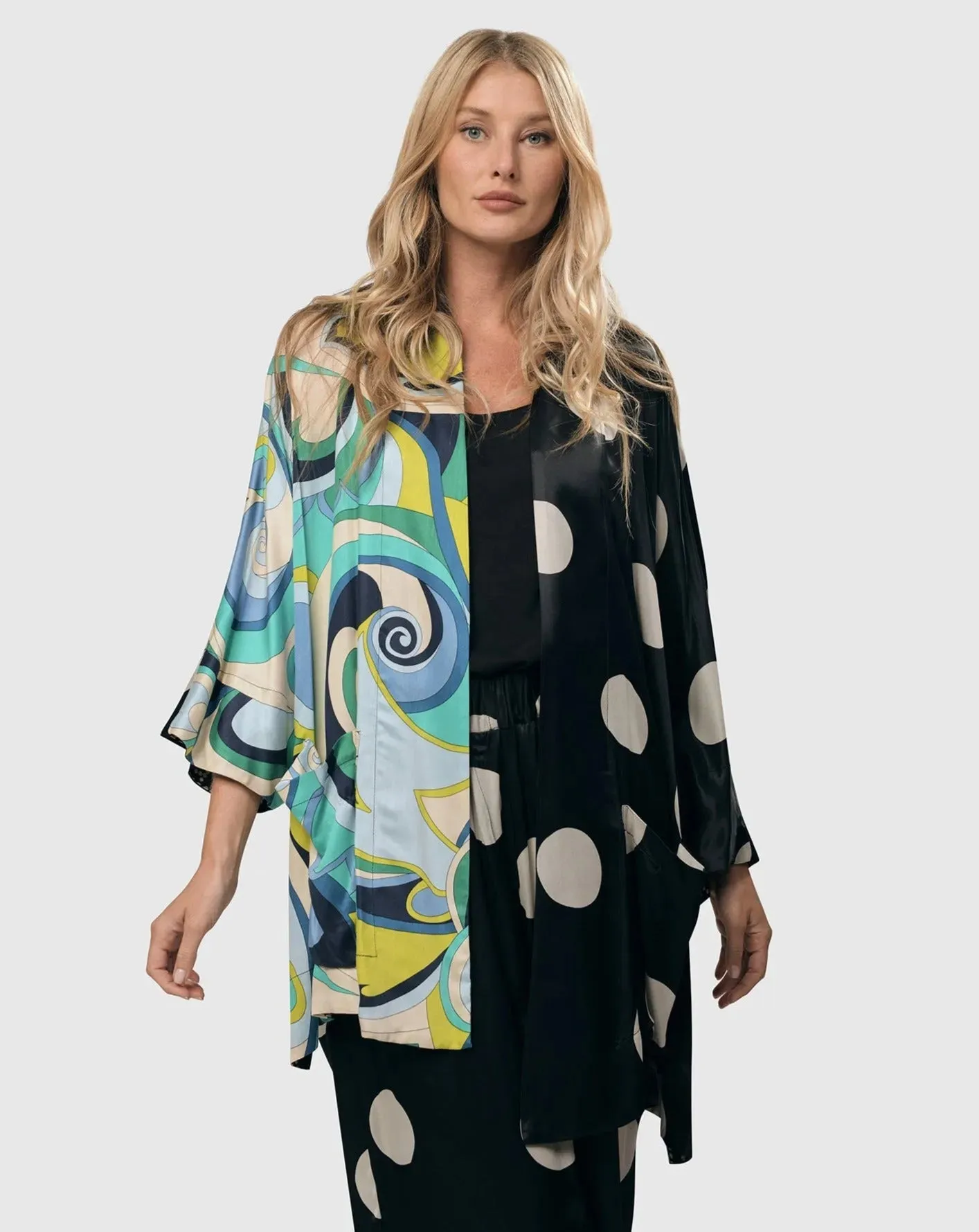 Lagoon Dot Open Kimono Jacket, Multi