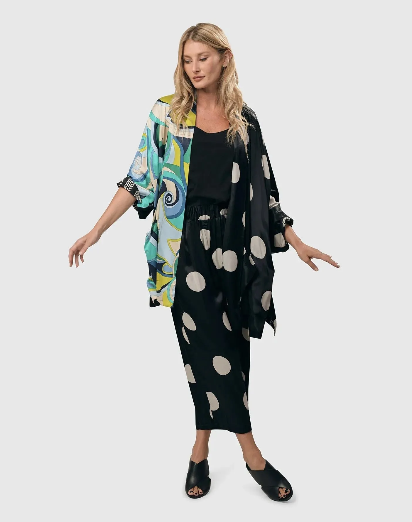 Lagoon Dot Open Kimono Jacket, Multi