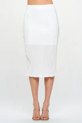 Made in USA Solid Plisse Midi Skirt
