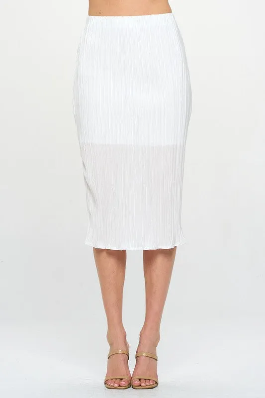 Made in USA Solid Plisse Midi Skirt