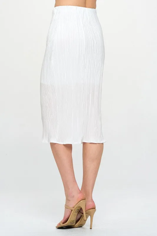 Made in USA Solid Plisse Midi Skirt