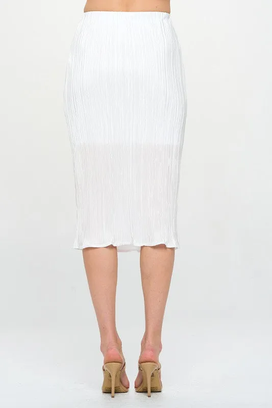 Made in USA Solid Plisse Midi Skirt