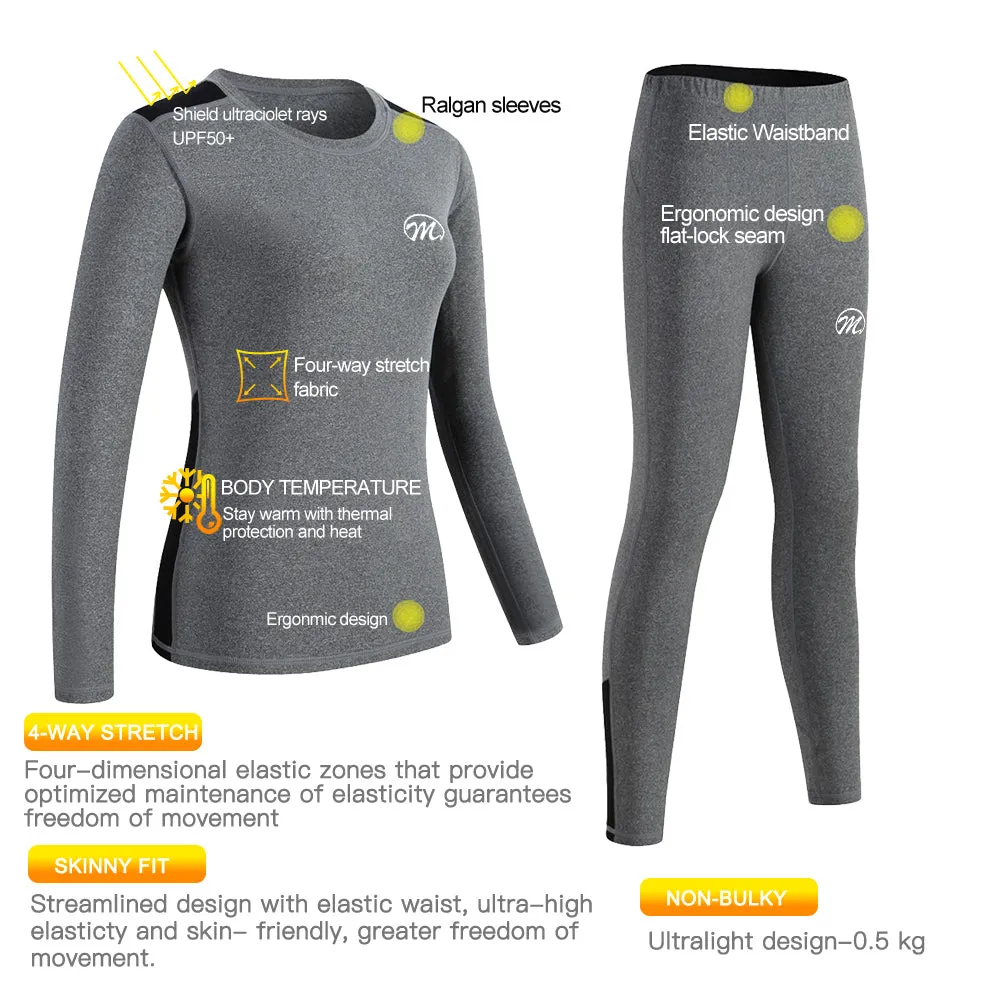 MEETWEE Grey Winter Thermal Underwear Set