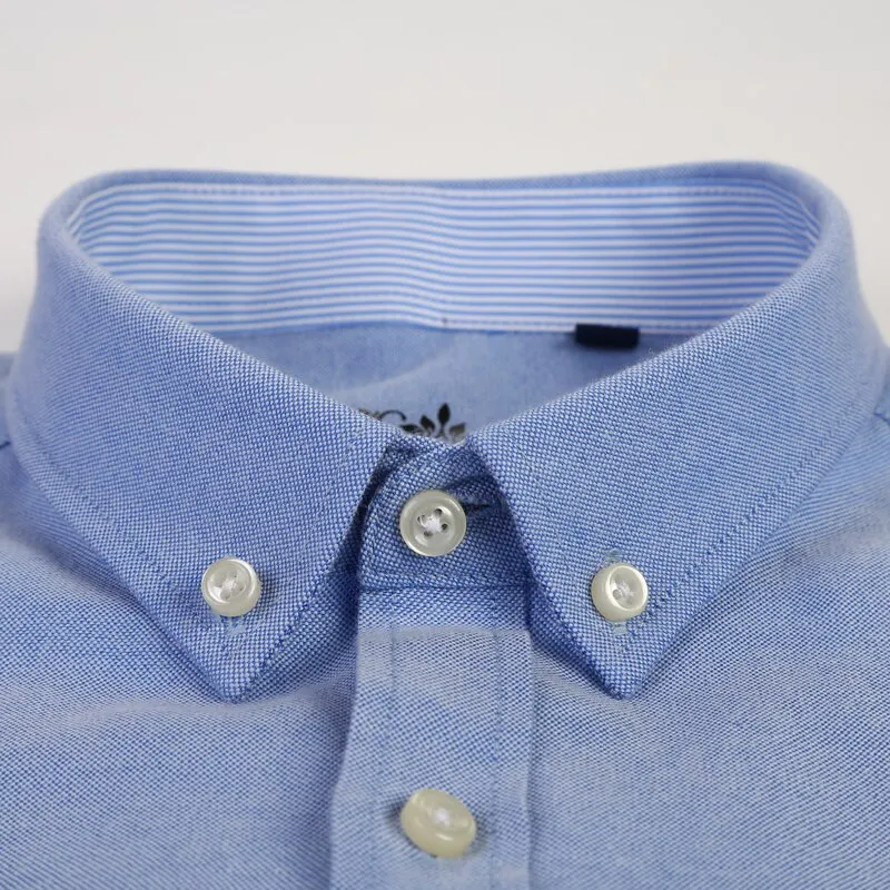 Men's Long Sleeve Oxford Plaid Striped Casual Shirt