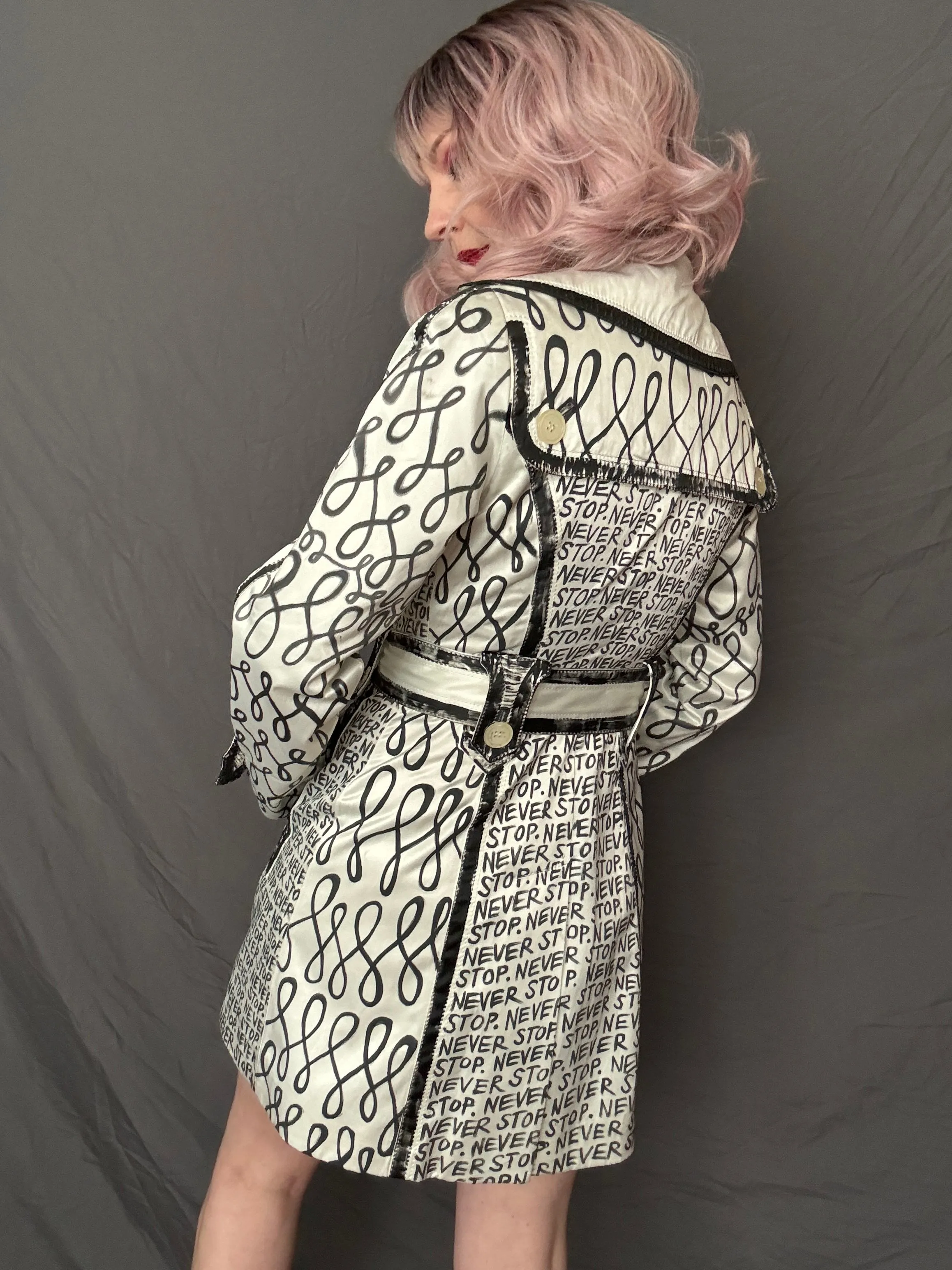 NEVER STOP Womens Ivory Trench Coat, X-Small