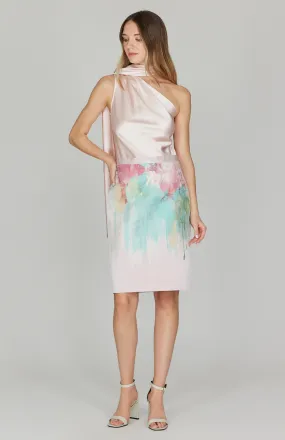 Painterly Garden Jacquard Narrow Skirt w/ Side Slit