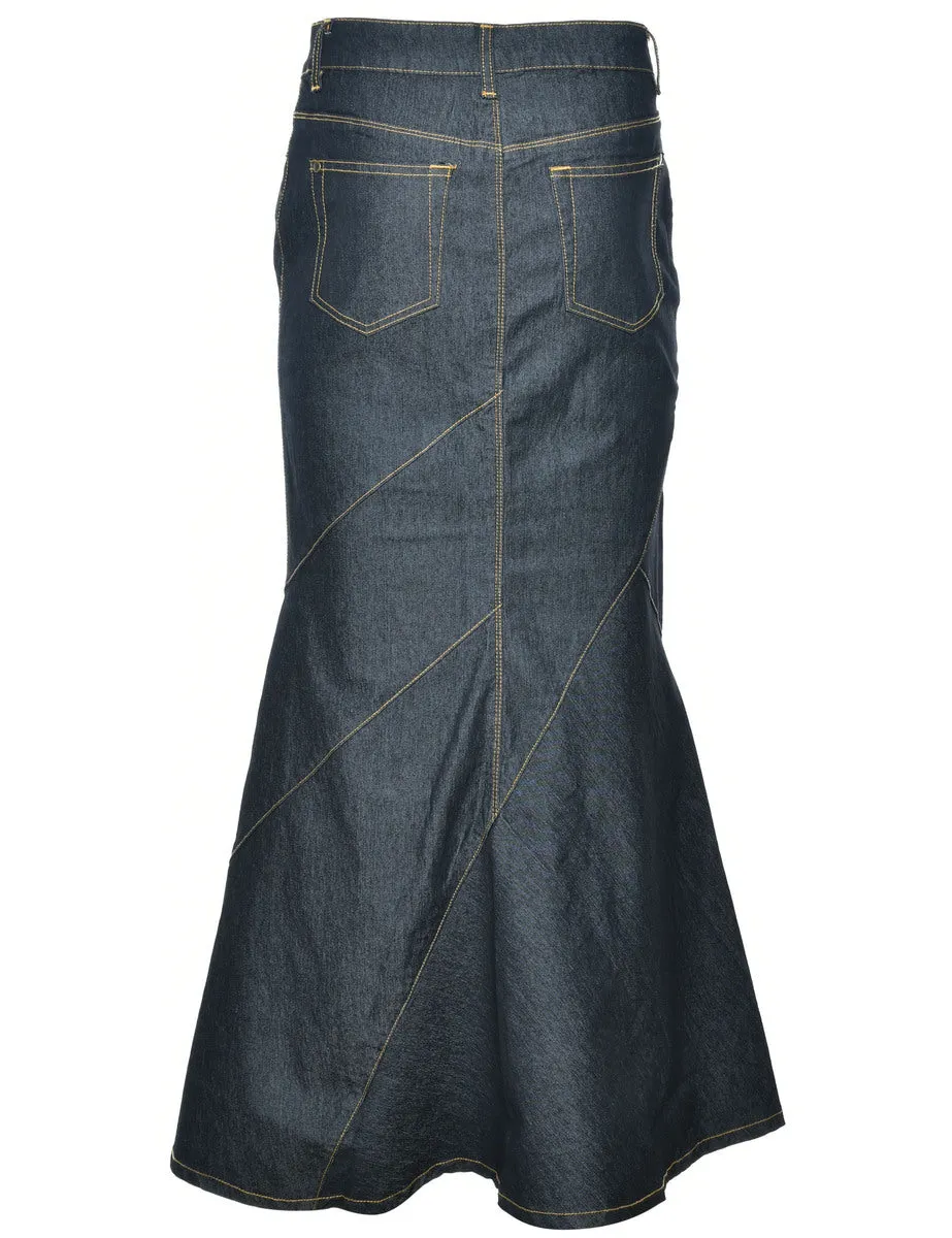 Pencil Shape Fishtail Hem Denim Skirt - M