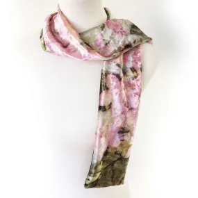 Pink Hydrangea Scarf, Velour Scarf, womans scarf, All season scarf, Artisan Scarf, Luxe, Soft, hand painted scarf, ladies scarf