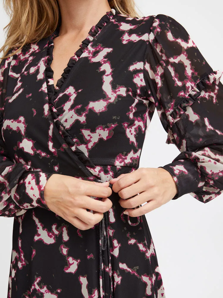 Pulz PzDuffy Wrap Dress Fuchsia Black