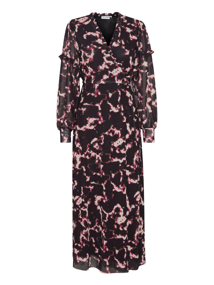 Pulz PzDuffy Wrap Dress Fuchsia Black