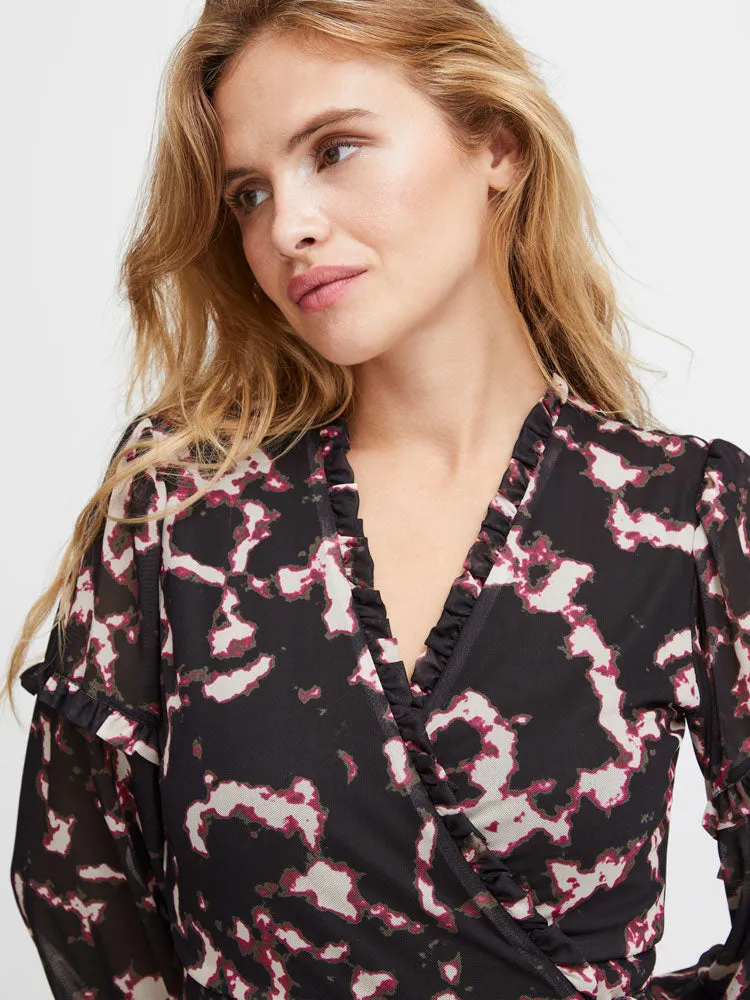 Pulz PzDuffy Wrap Dress Fuchsia Black