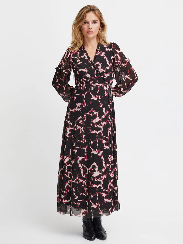 Pulz PzDuffy Wrap Dress Fuchsia Black