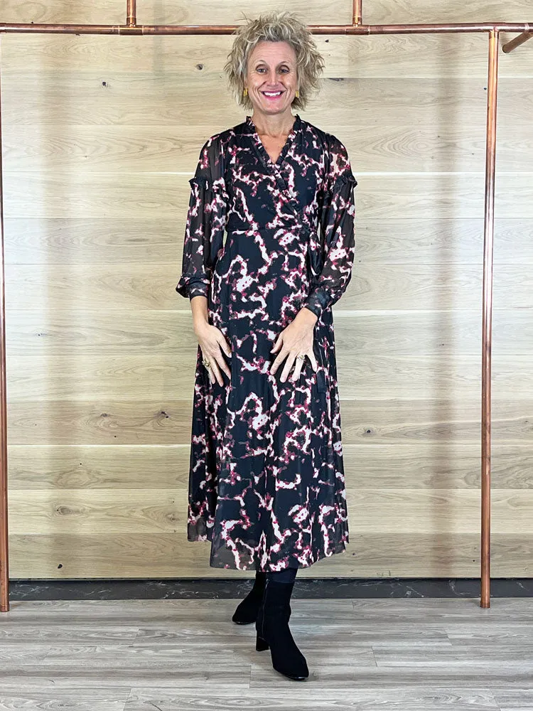Pulz PzDuffy Wrap Dress Fuchsia Black