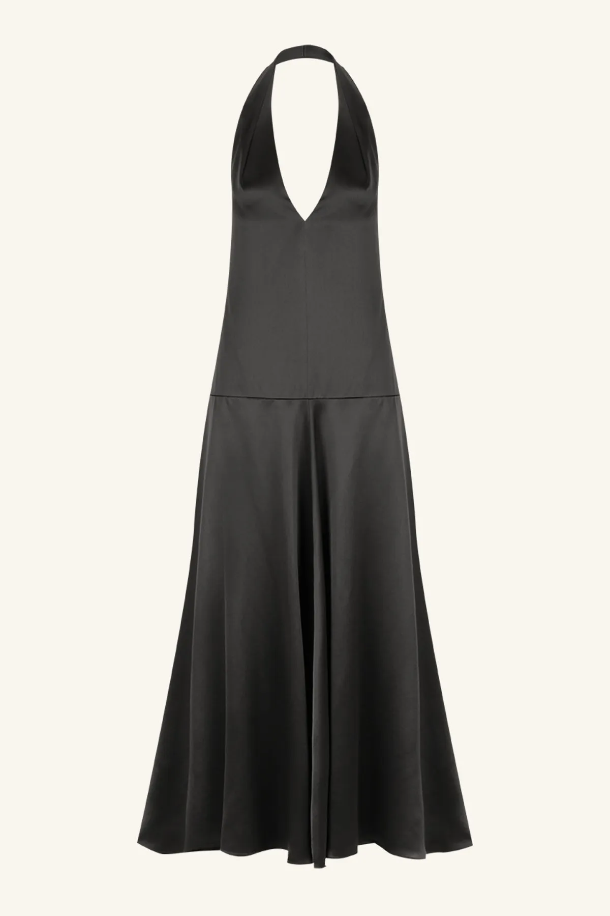 SAVANNA HALTER OPEN BACK MAXI DRESS - BLACK