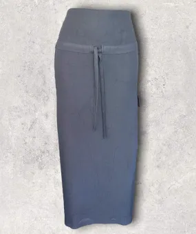 Serge Dana Womens Dove Blue Crepe Long Pencil Skirt  UK 10 US 6 EU 38