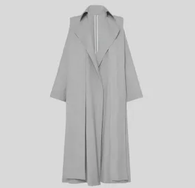 Solid Patchwork Long Sleeve Spliced Pocket Long Coat