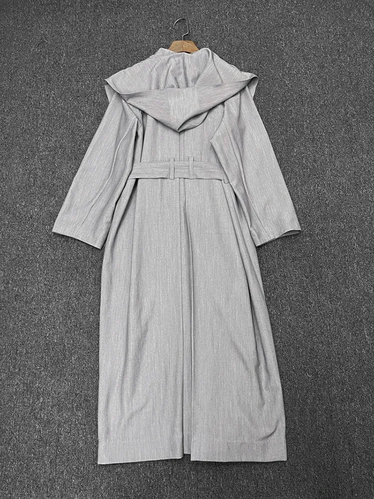 Solid Patchwork Long Sleeve Spliced Pocket Long Coat
