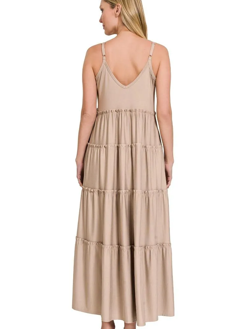 Sunrise V-Neck Maxi Tiered Dress w/ Side Pockets!! (6 Options)