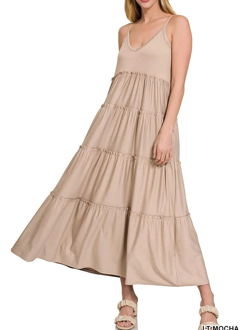Sunrise V-Neck Maxi Tiered Dress w/ Side Pockets!! (6 Options)