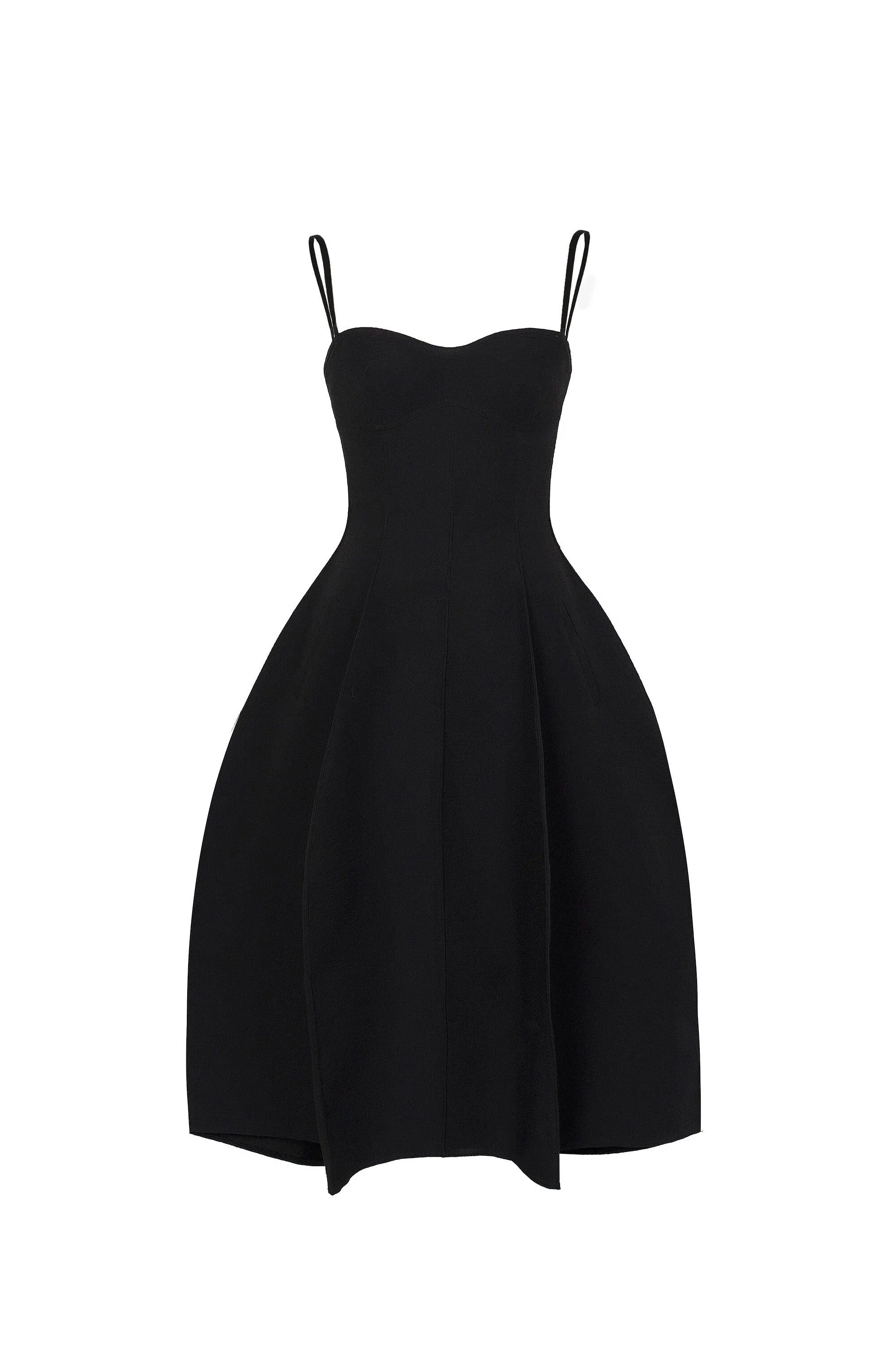 White structured cocoon cocktail lbd midi dress - Caro