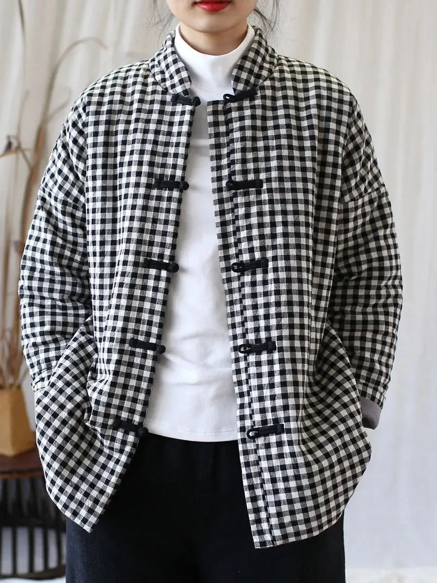 Women Plaid Cotton Padded Coat