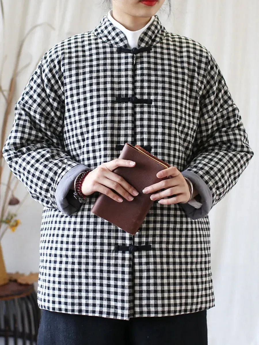 Women Plaid Cotton Padded Coat