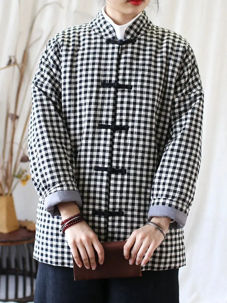 Women Plaid Cotton Padded Coat