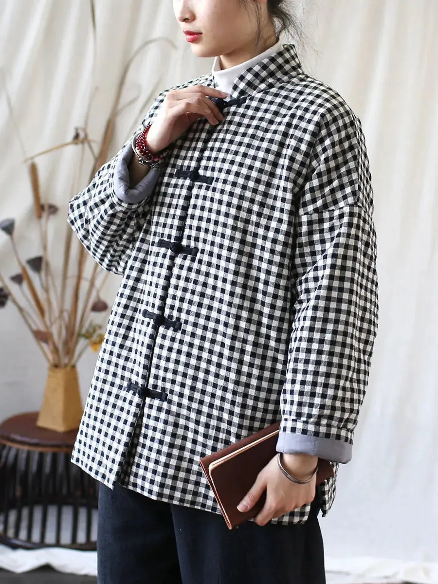 Women Plaid Cotton Padded Coat
